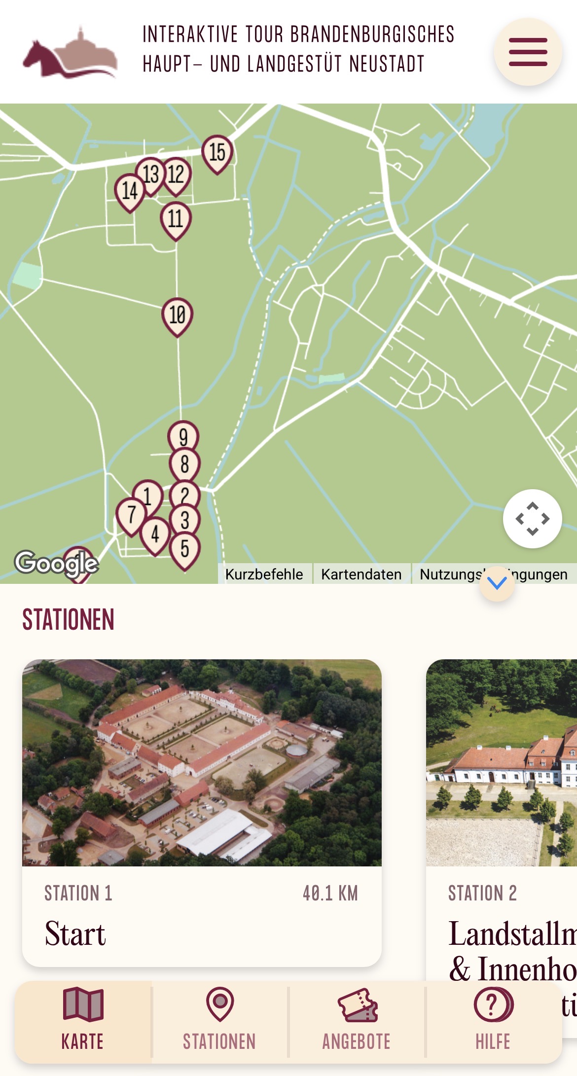Interaktive Karte des Gestüts – Virtueller Rundgang