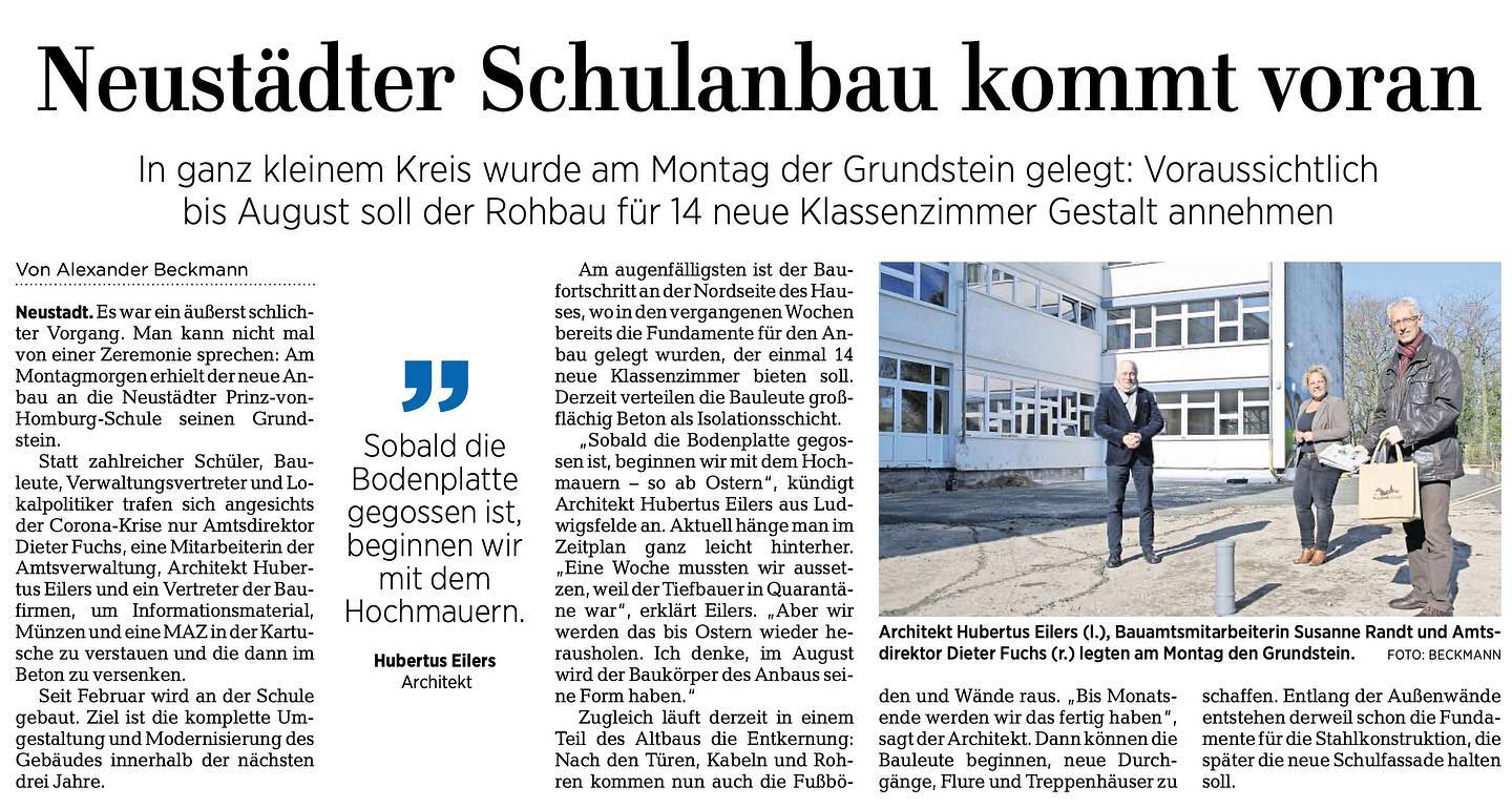 Herzlichen Dank an alle beteiligten Firmen und Bauarbeiter sowie unseren Architekten Hubertus Eilers! Der Umbau der Prin