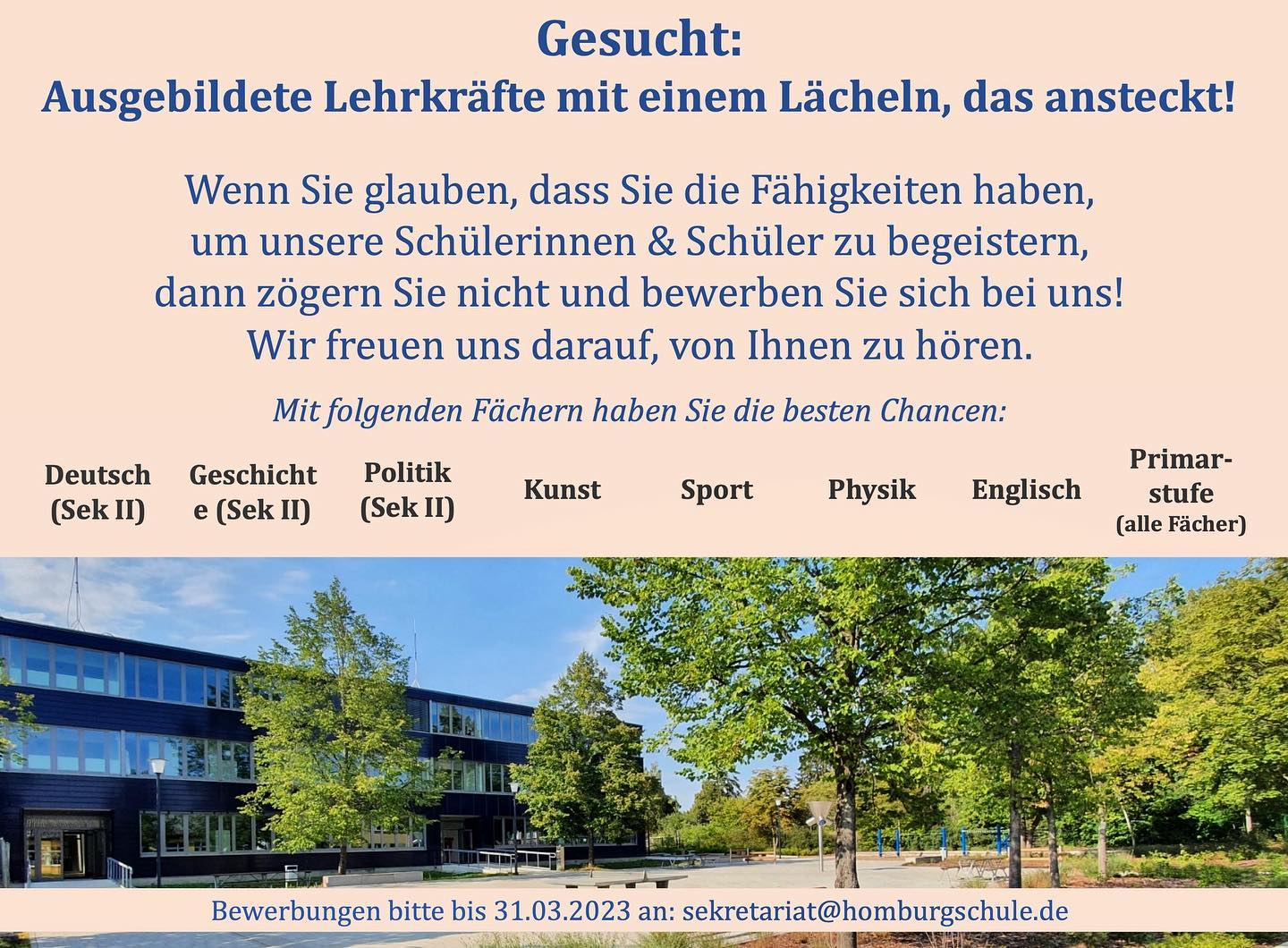 #Job #Stellenausschreibung #Lehrer #Lehrerin #Lehrkraft #Schule #Bildung #Pädagogik #Unterricht #Erziehung #Karriere #Be