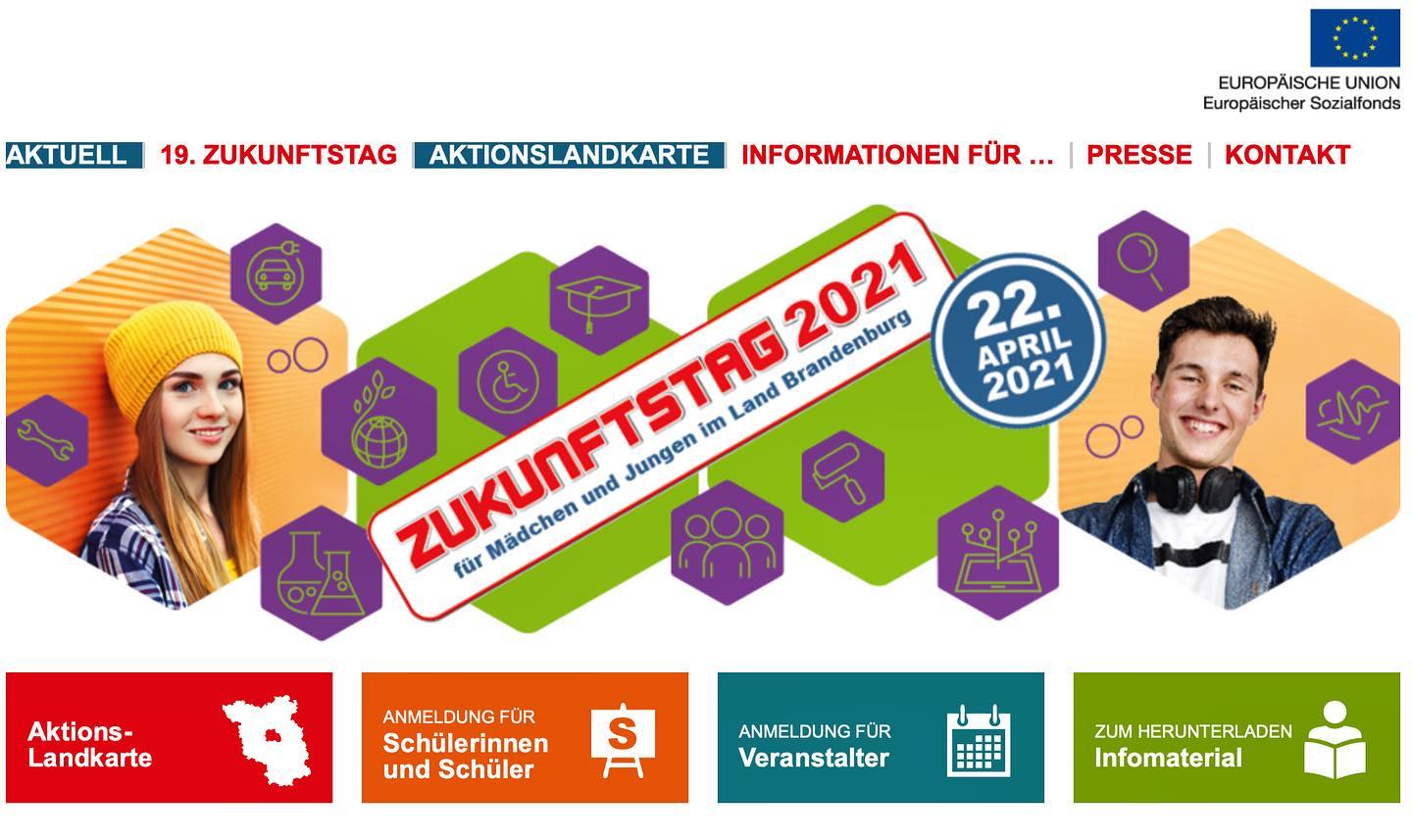 Informationen zum Zukunftstag am 22. April erhaltet ihr unter www.zukunftstagbrandenburg.de